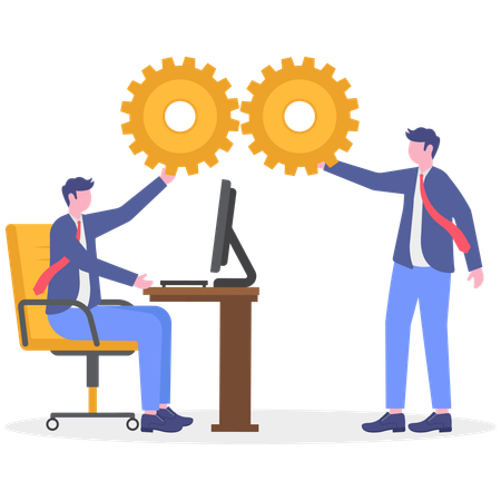 Business team working to gather  Illustration