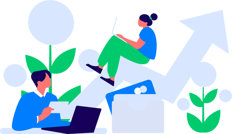 Business team working to increase revenue  Illustration