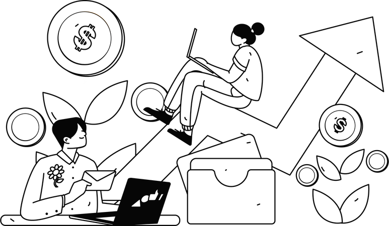 Business team working to increase revenue  Illustration