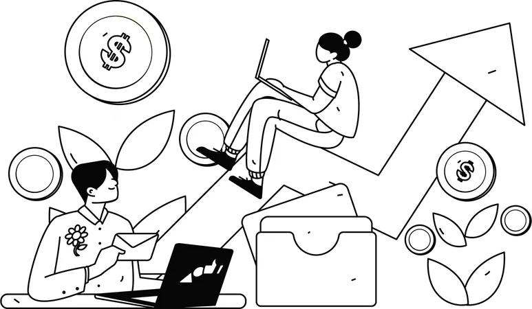 Business team working to increase revenue  Illustration