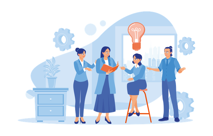 Business team working together and discussing business ideas for new projects  Illustration