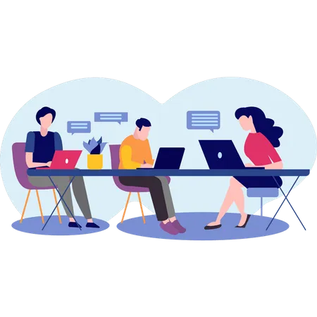 People Are Working In The Office Illustration