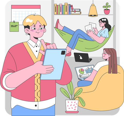 Business team working together  Illustration