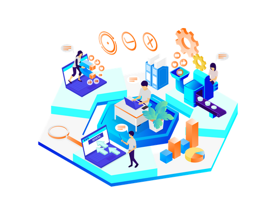 Business team working together  Illustration