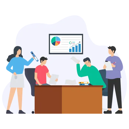 Business team working together  Illustration