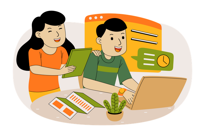 Business team working together  Illustration