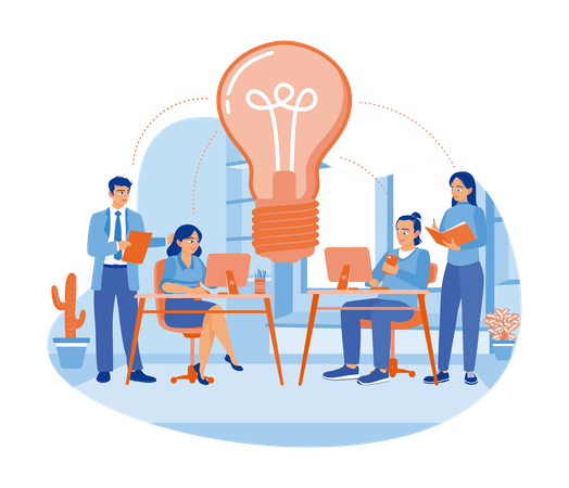 Business team working together in company  Illustration