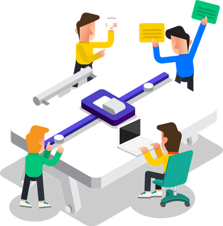 Business team working together in office  Illustration