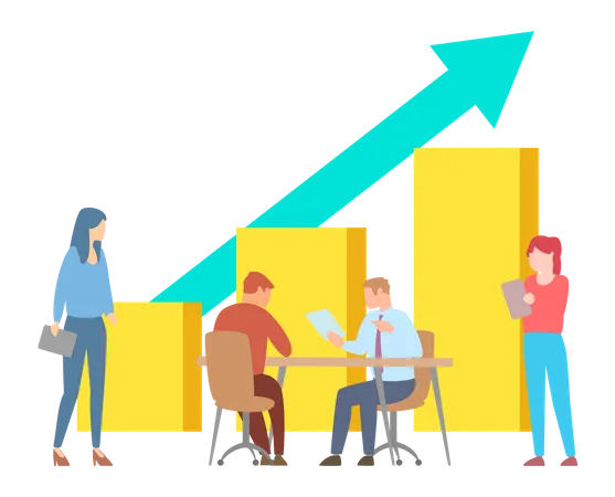 Business team working together on company growth  Illustration