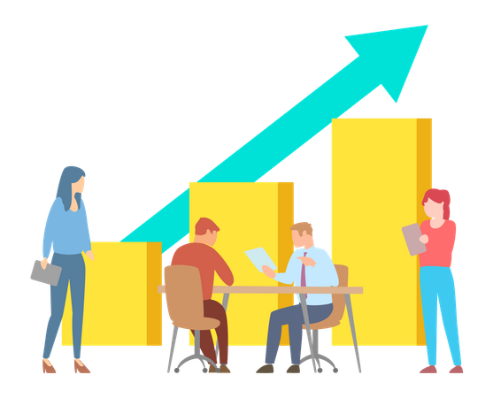 Business team working together on company growth  Illustration