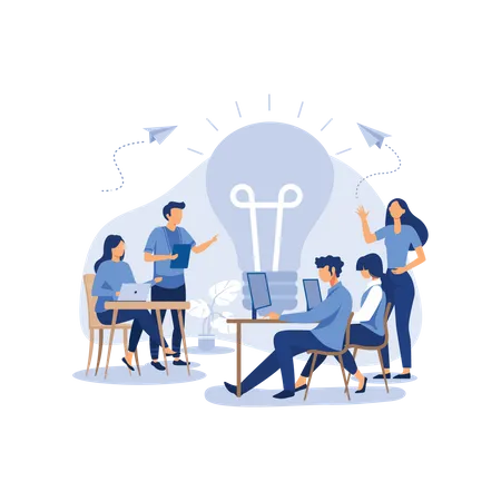Business team working together on idea  イラスト