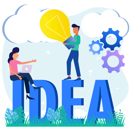 Business team working together on business idea  Illustration