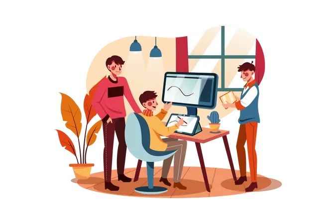 Business team working together on project  Illustration