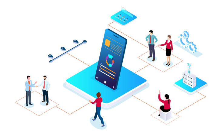 Business team working together using online communication  일러스트레이션