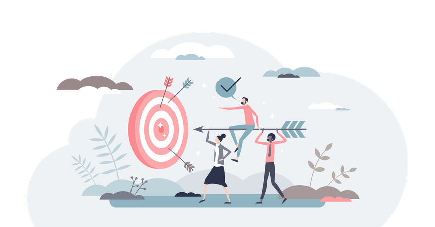 Business Team working towards goal  Illustration