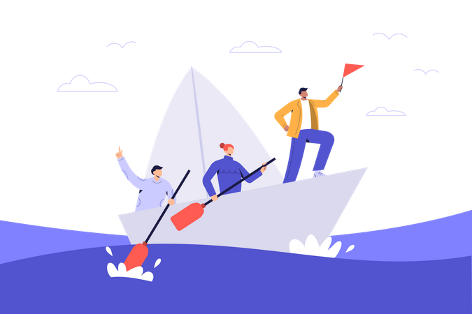 Business team working towards goal  Illustration