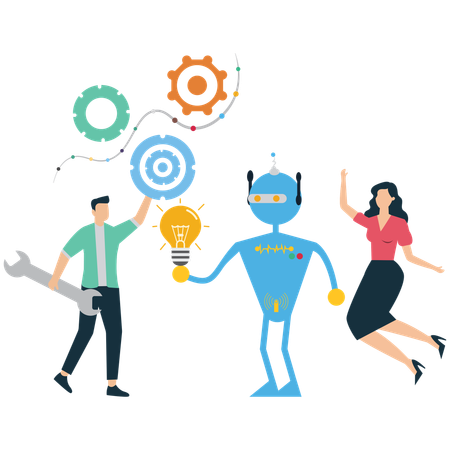 Business team working with Artificial Intelligence  Illustration