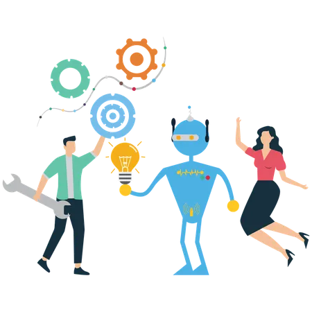 Business team working with Artificial Intelligence  Illustration