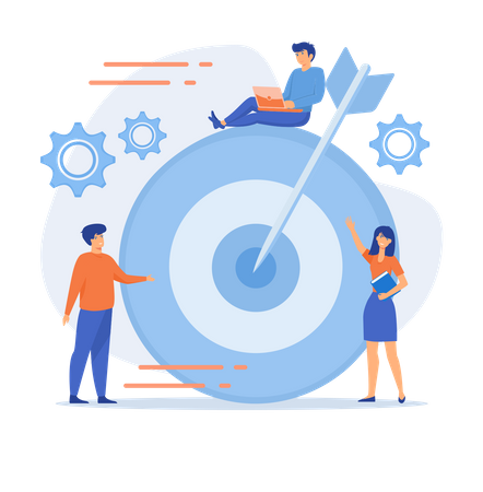 Business team working with business goal Illustration