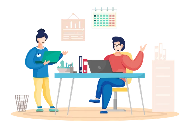Business team working with computer Illustration
