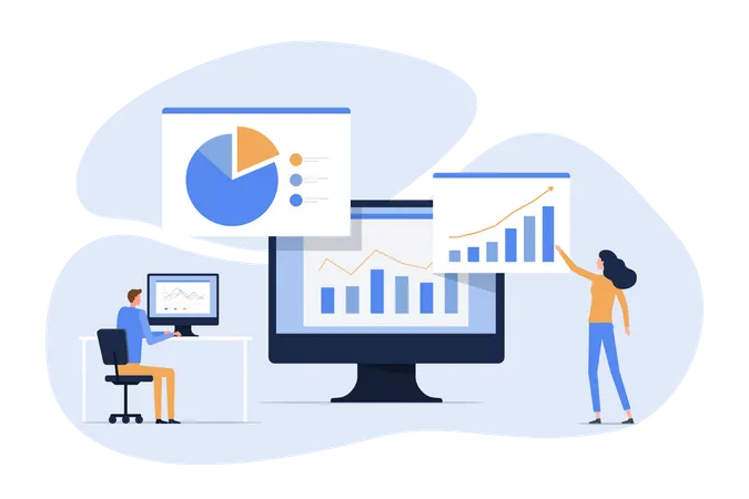 Business team working with graph dashboard  Illustration