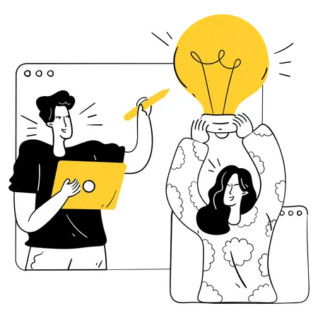 Business team working with technology  Illustration