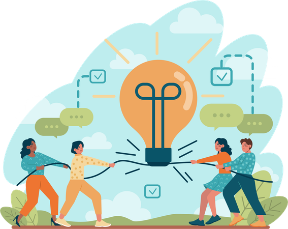 Business team works on creative ideas  Illustration