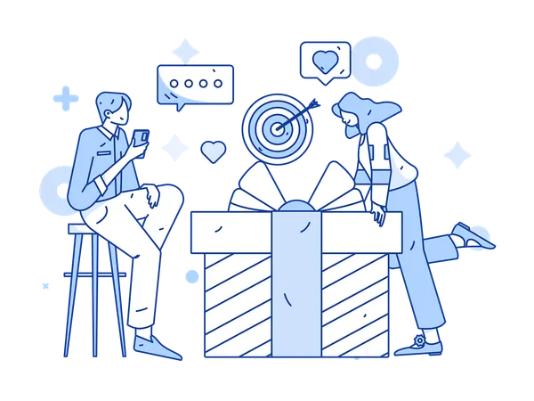 Business team works on business goals  Illustration