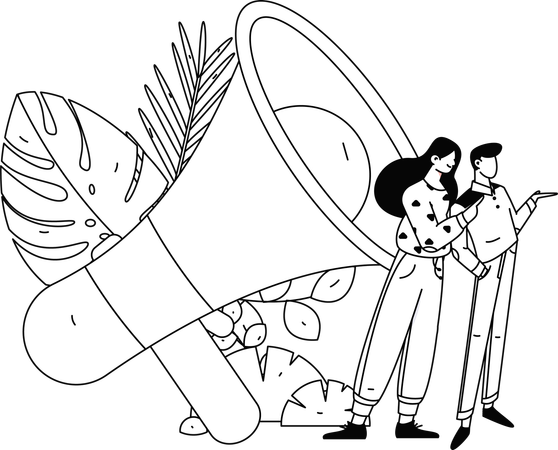 Business team works on business promotion  Illustration