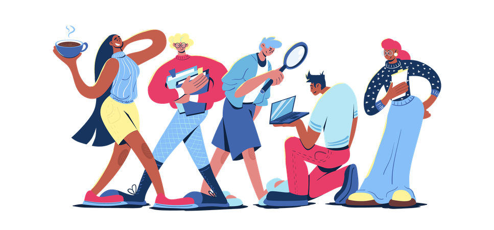 Business team works on time management  Illustration