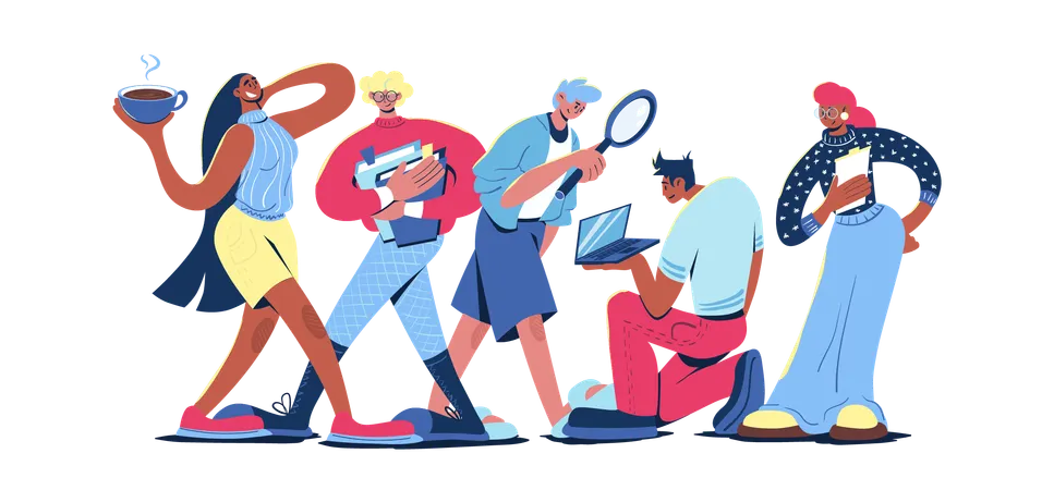 Business team works on time management  Illustration