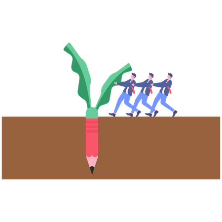 Business-Team zieht Bleistift  Illustration