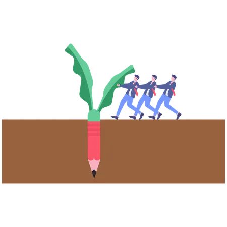 Business-Team zieht Bleistift  Illustration