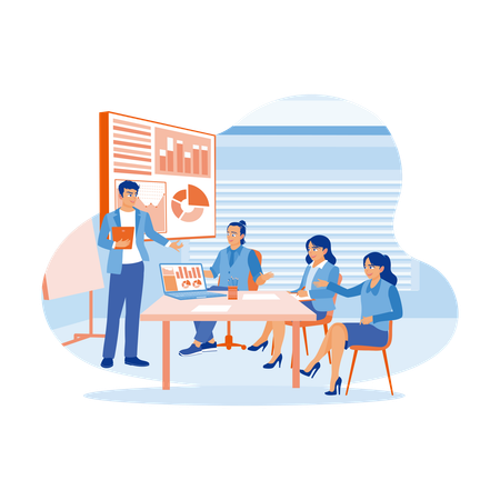 Business Teams Have Meetings Inside Office  Illustration