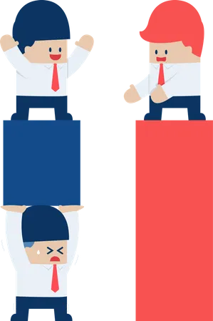 Businessman Use His Worker To Carrying A Business Chart To Improve Their Business VECTOR EPS 10 Illustration