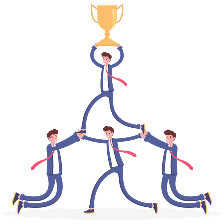 Business teamwork holding trophy  イラスト