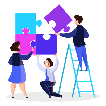 Business teamwork solving problem  Illustration