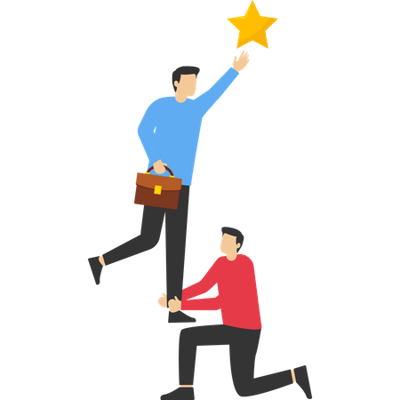 Business teamwork to achieve business goal reach star  Illustration