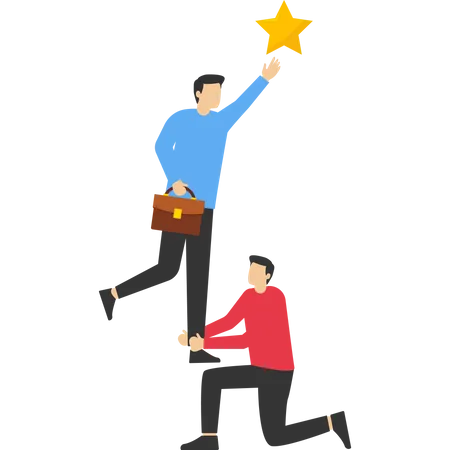 Business teamwork to achieve business goal reach star  Illustration