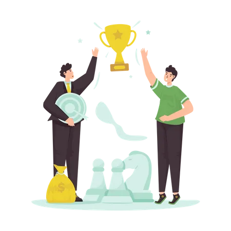 Business Teamwork For Winning Trophy Illustration Illustration