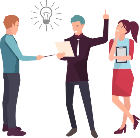 Characters Develop Creative Business Project Light Bulb As Symbol Of New Idea Launch Of New Business Project Start Up Venture Teamwork With Development Process Of Business Entrepreneurship Illustration