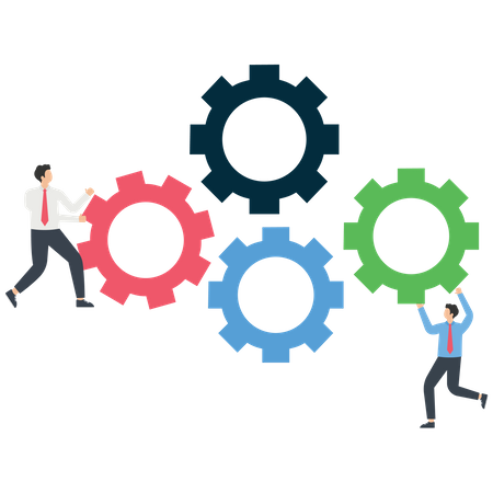 Business teamwork with mechanism system  Illustration