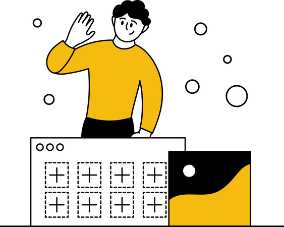 Geschäftstechnologie und soziale Verbindungen zur Diskussion  Illustration