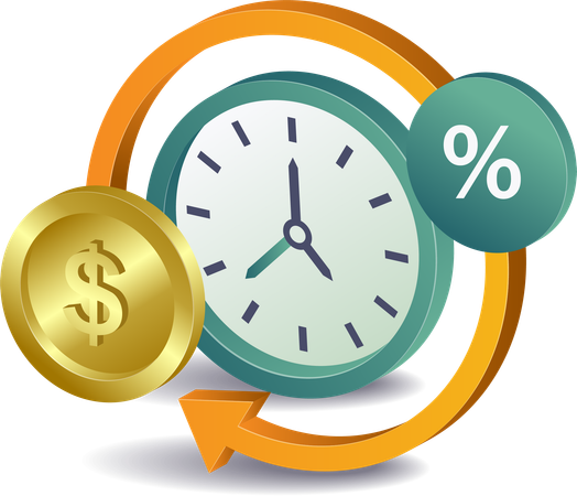 Business time clock to make money  Illustration