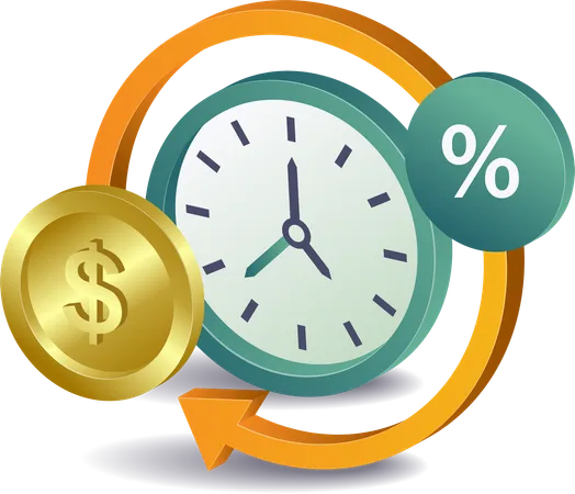 Business time clock to make money  Illustration