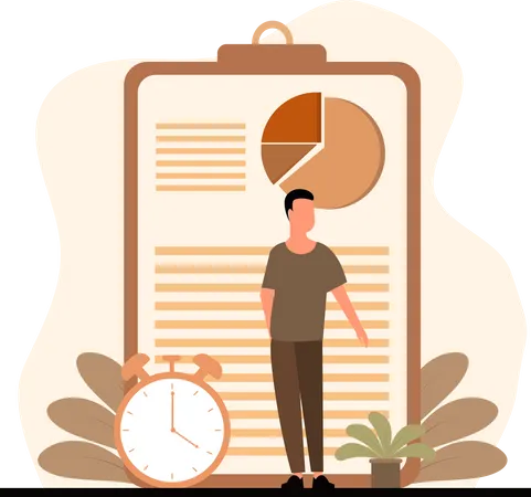 Business time management report  Illustration