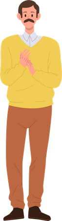 Business trainer clapping hands showing positive reaction  Illustration