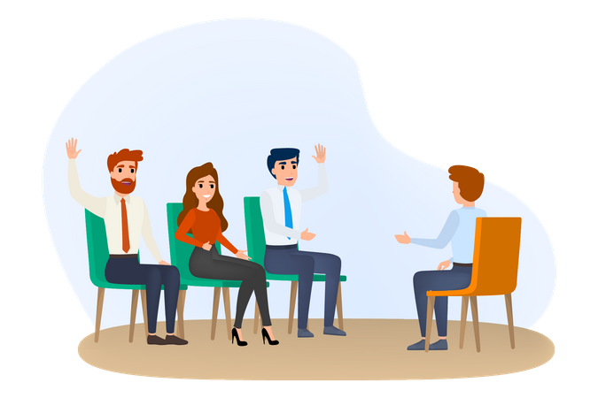 Business training in conference room  Illustration