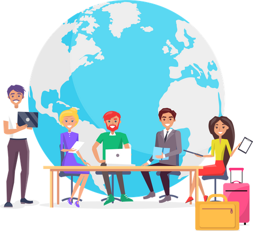 Business Travelling and Globe  Illustration