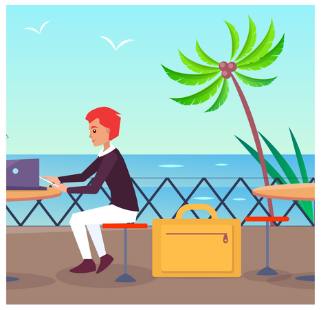 Business Travelling at Port  Illustration